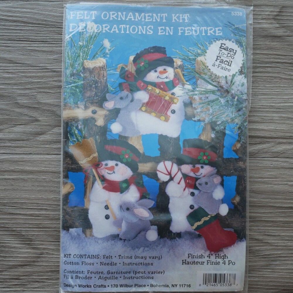 Vintage Snowman Felt Ornament Kit Design Works Crafts 5338 Christmas